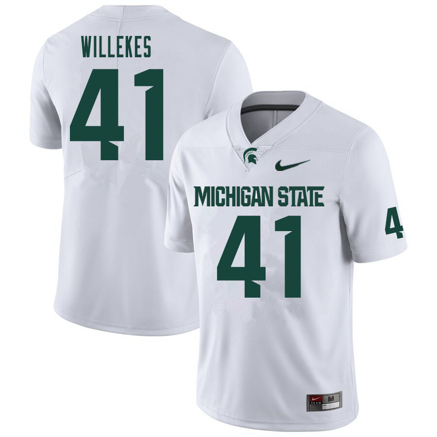 Men #41 Charles Willekes Michigan State Spartans College Football Jerseys Sale-White